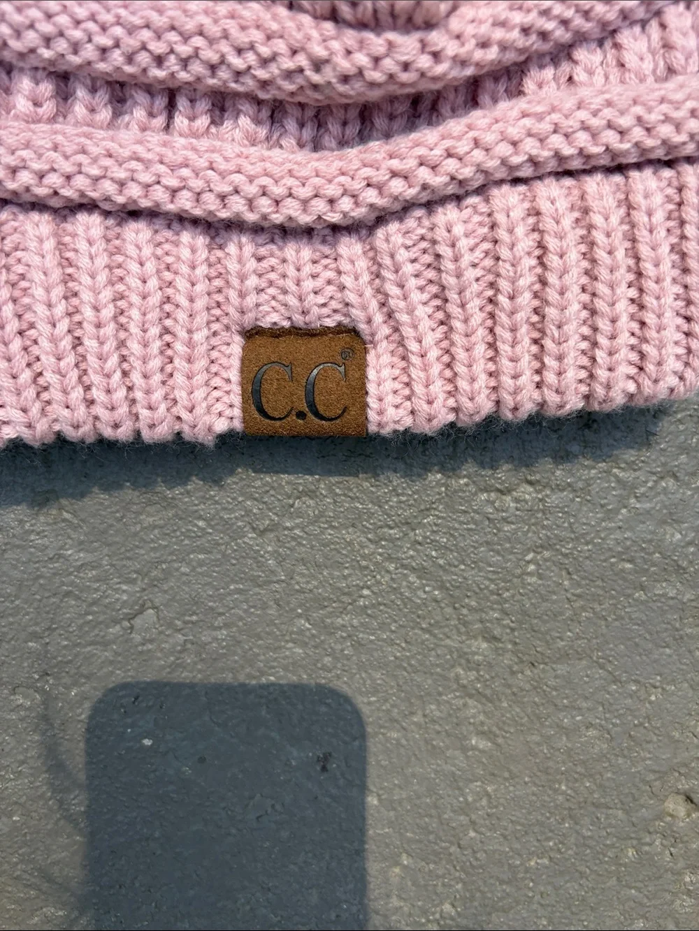 C.C Pink Knit Cable Slouch Beanie
